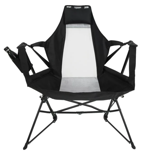 1 Piece Hammock Camping Chair with Adjustable Recline,Steel Frame Folding Portable Rocking Chair with Fabric,Outdoor Hammock Chair