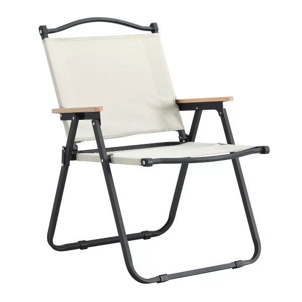 Outdoor Portable Chairs Folding Chair Set with Armrests for Patio Garden Poolside Deck Camping Backyard, Beige, 20.47"*21.46"*31.1"