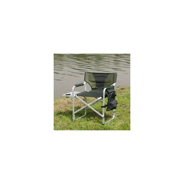 Outdoor Storage Pockets Lightweight Oversized Directors Chair，Padded Folding Outdoor Chair for Camping Picnics Fishing，Green