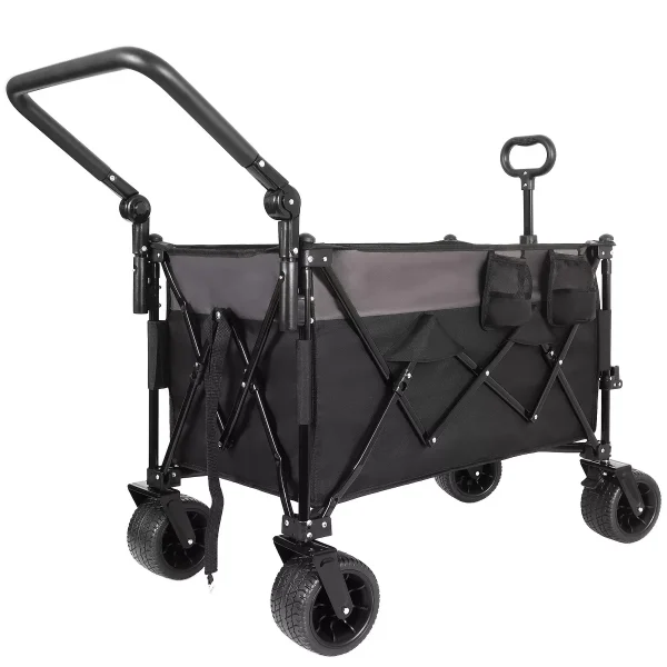 Folding Wagon Cart - Portable Large Capacity All-Terrain Utility Wagon with 360° Wheels,for Camping,Beach,Shopping,Outdoor,Family Use