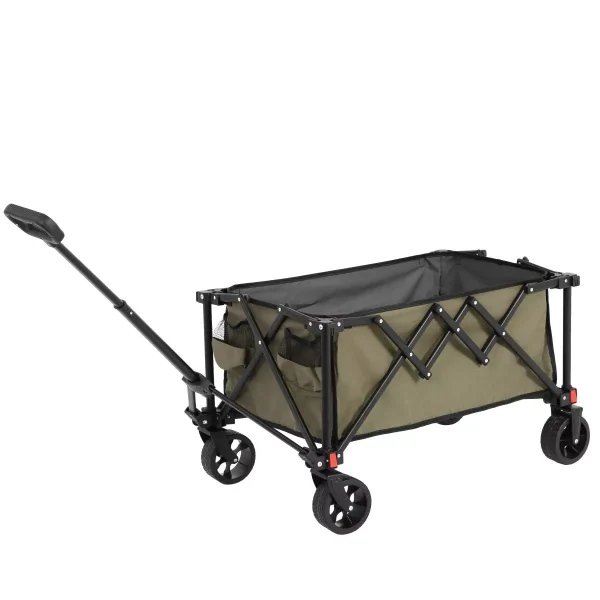 Folding Wagon Cart with All Terrain Wheels and Adjustable Handle,Outdoor Utility Wagon for Camping Shopping Sports Fishing